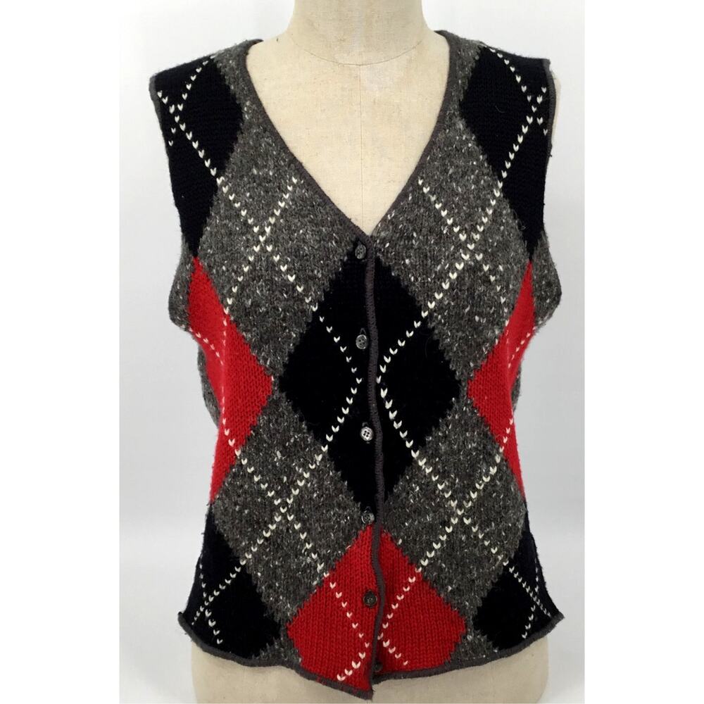 Vintage The Limited Argyle Angora Wool Blend Sweater Vest Women's Large 90s